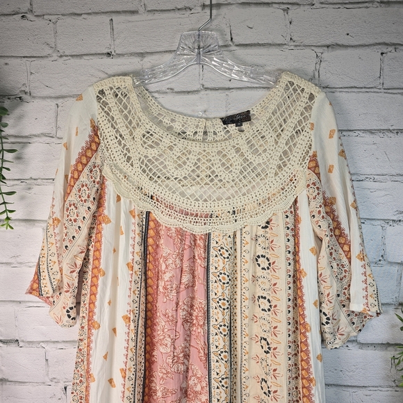 J. GLEE BOHO CROCHETED MULTICOLORED DRESS TUNIC WOMENS  SIZE SMALL - Picture 2 of 6